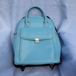 McKlein Rolling Briefcase Detachable from Wheels to carry Light Blue